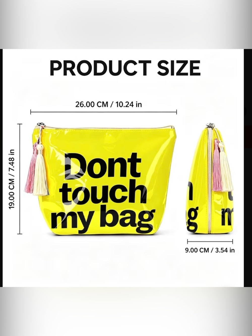 Yellow 'Don't Touch My Bag' Zip Pouch - Picture 4 of 4